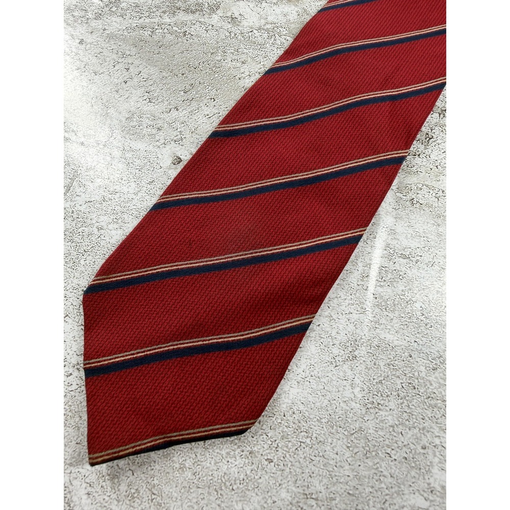 Paco Rabanne Tie Mens One Size Red 100% Silk Striped Jacquard Pointed Italy